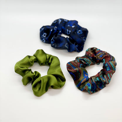 scrunchie, silk scrunchie, hair tie, silk hair accessories, made in Haiti