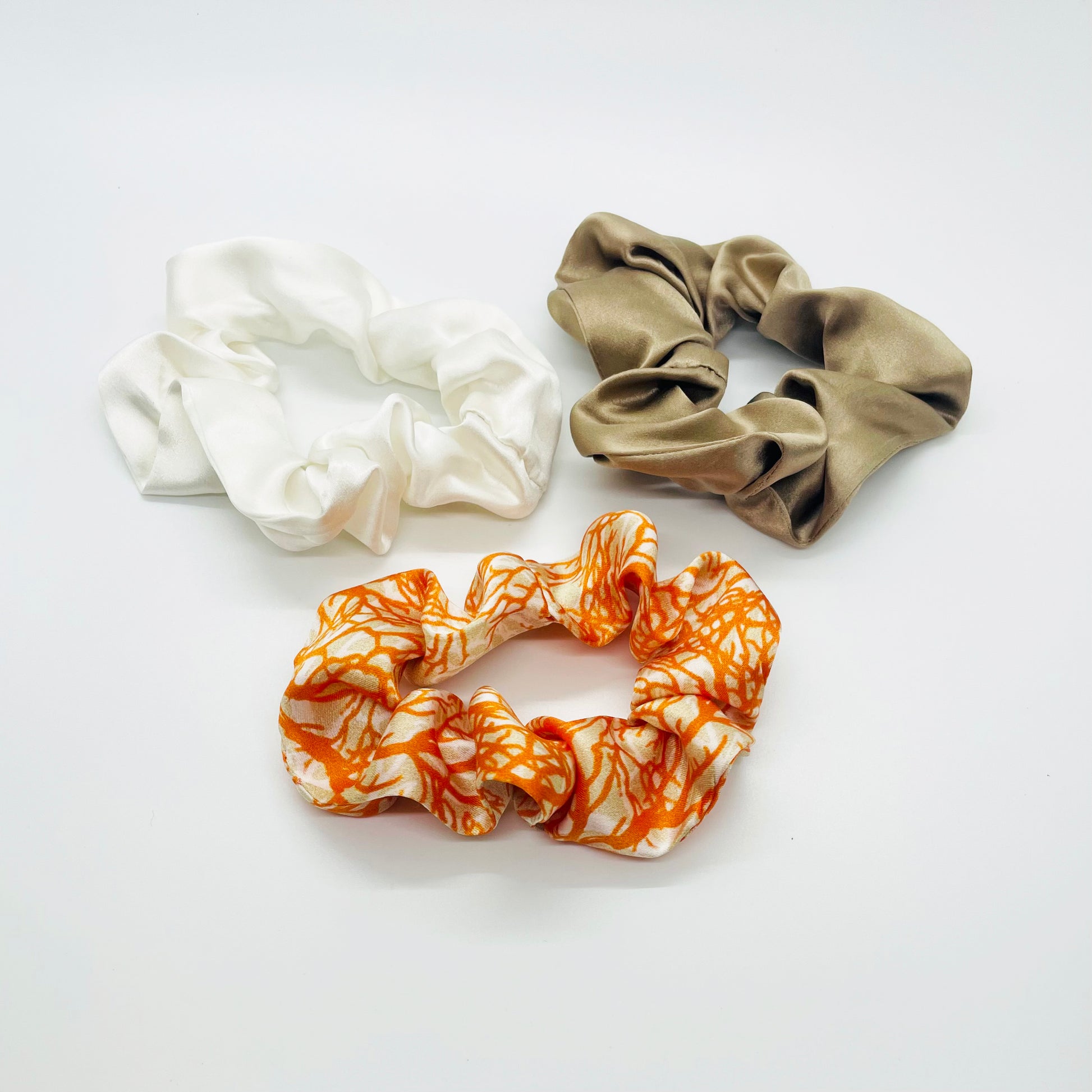 scrunchie, silk scrunchie, hair tie, silk hair accessories, made in Haiti