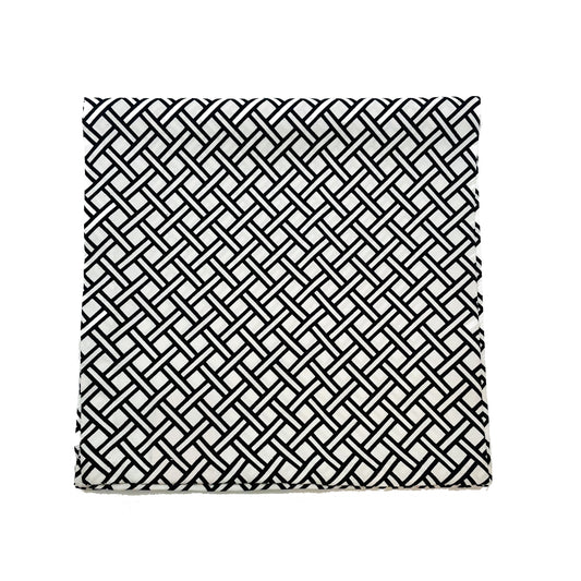 White Black Check Silk Square